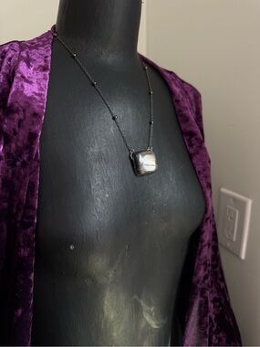 Black sunstone crystal necklace pendant layering jewelry witchy boho goth style